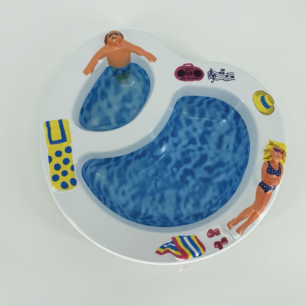 Ullman Company Swimming Pool Chip Dip Bowl 1990s Novelty Plastic Serving Tray